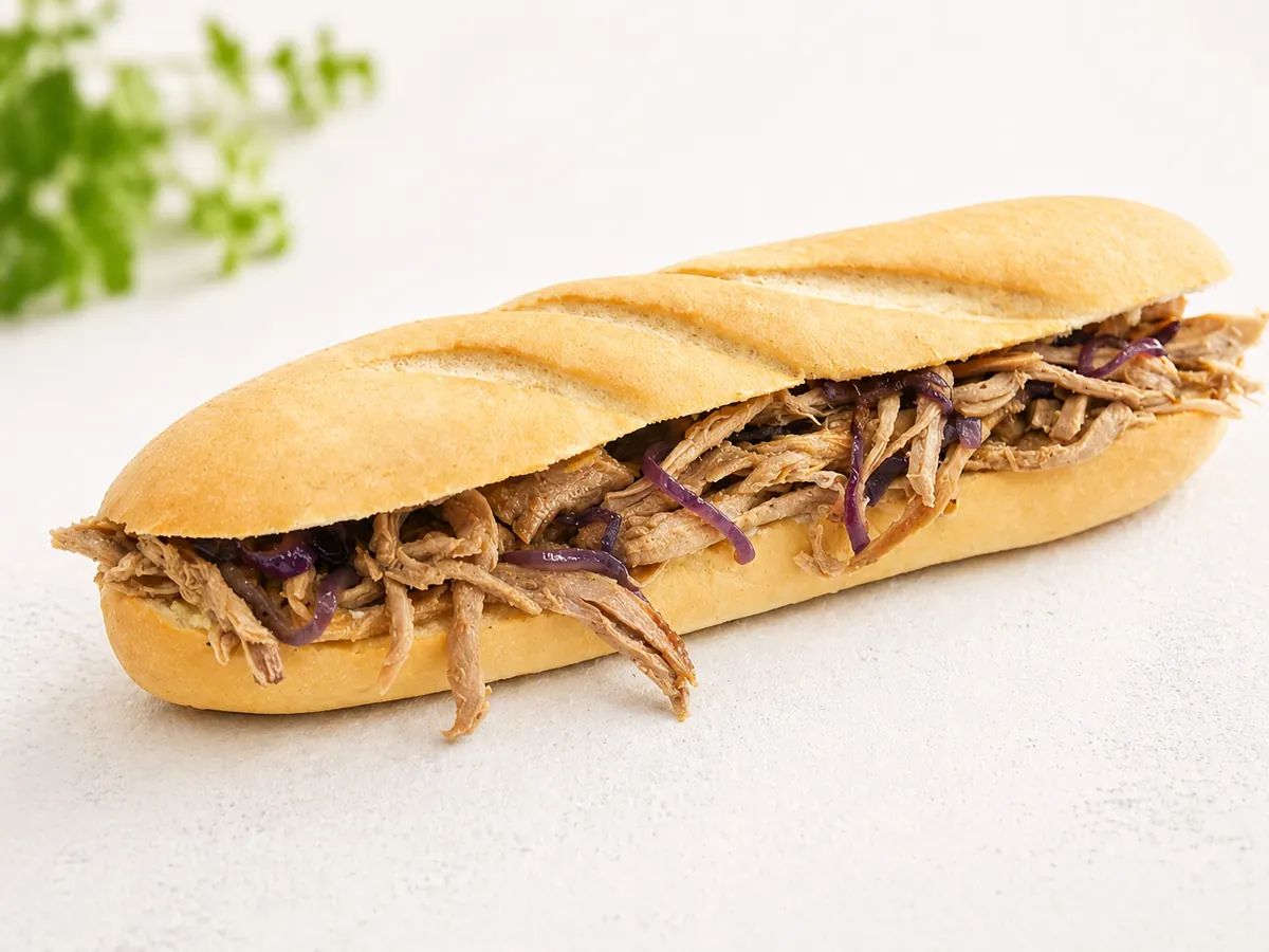 Bageta s trhaným masem