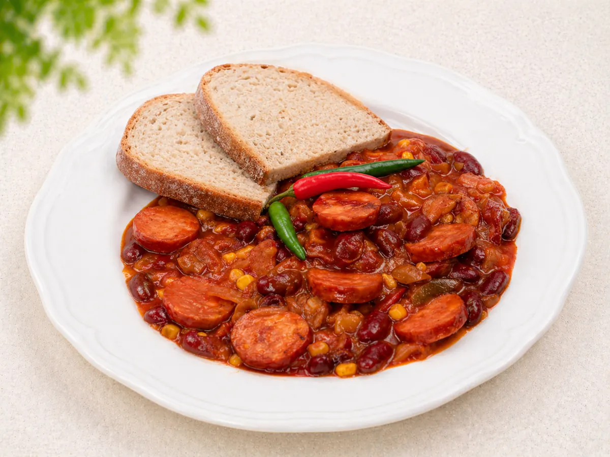 Kovbojské fazole s chlebem