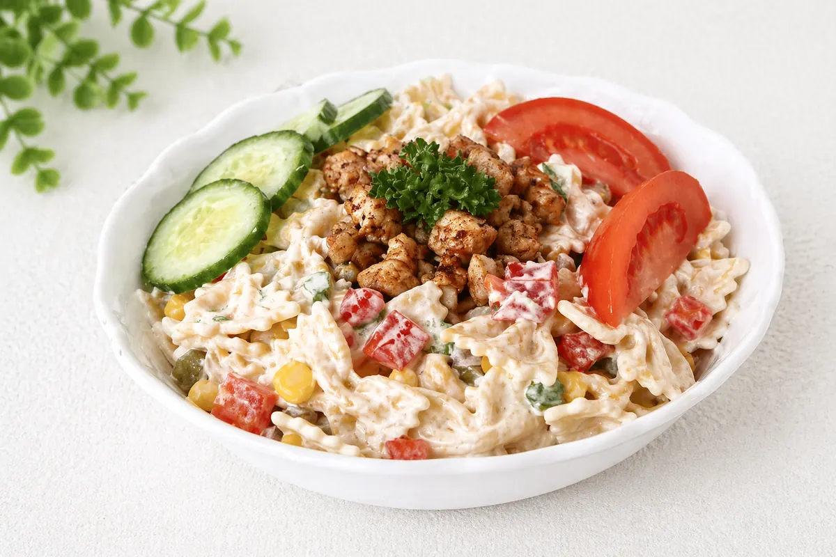 Těstovinový salát s kuřecím masem